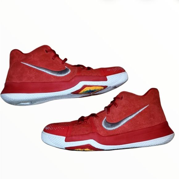 Nike KYRIE 3 GS Basketball Shoes University Red White Suede - Picture 1 of 5